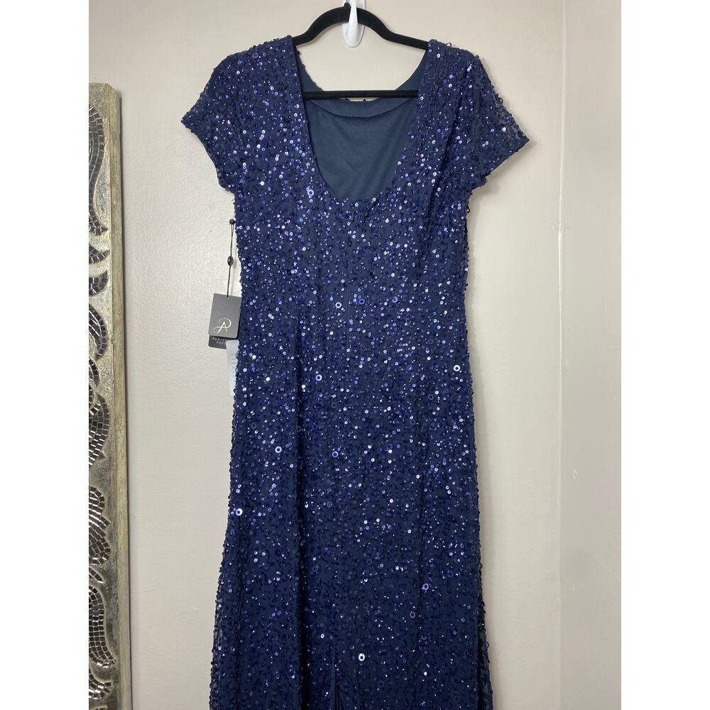 NWT ADRIANNA PAPELL DRESS GOWN 10 NAVY BLUE MOTHER OF THE BRIDE EVENING FORMAL - Picture 11 of 16